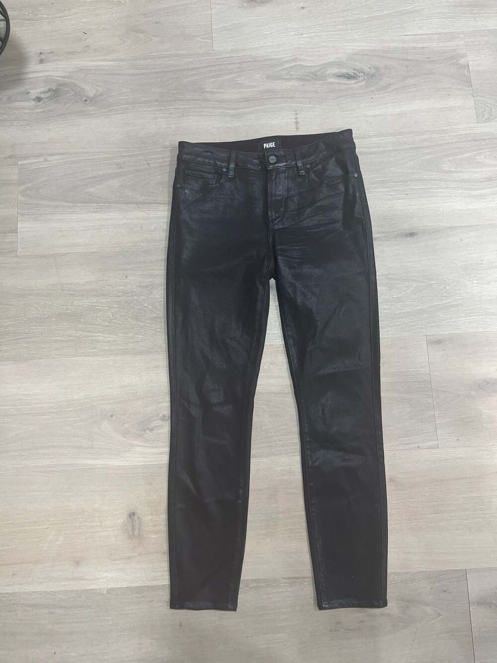 PAIGE Margot High Rise Skinny Ankle Jeans Dark Burgundy Coated Wash Size 28